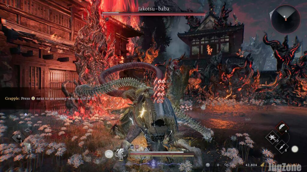 Ninja positioned behind a Yokai enemy performing a back attack]