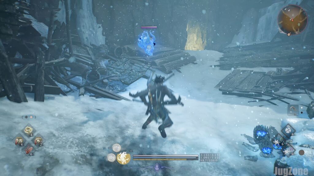 Flying head Yokai being defeated with melee weapon]
