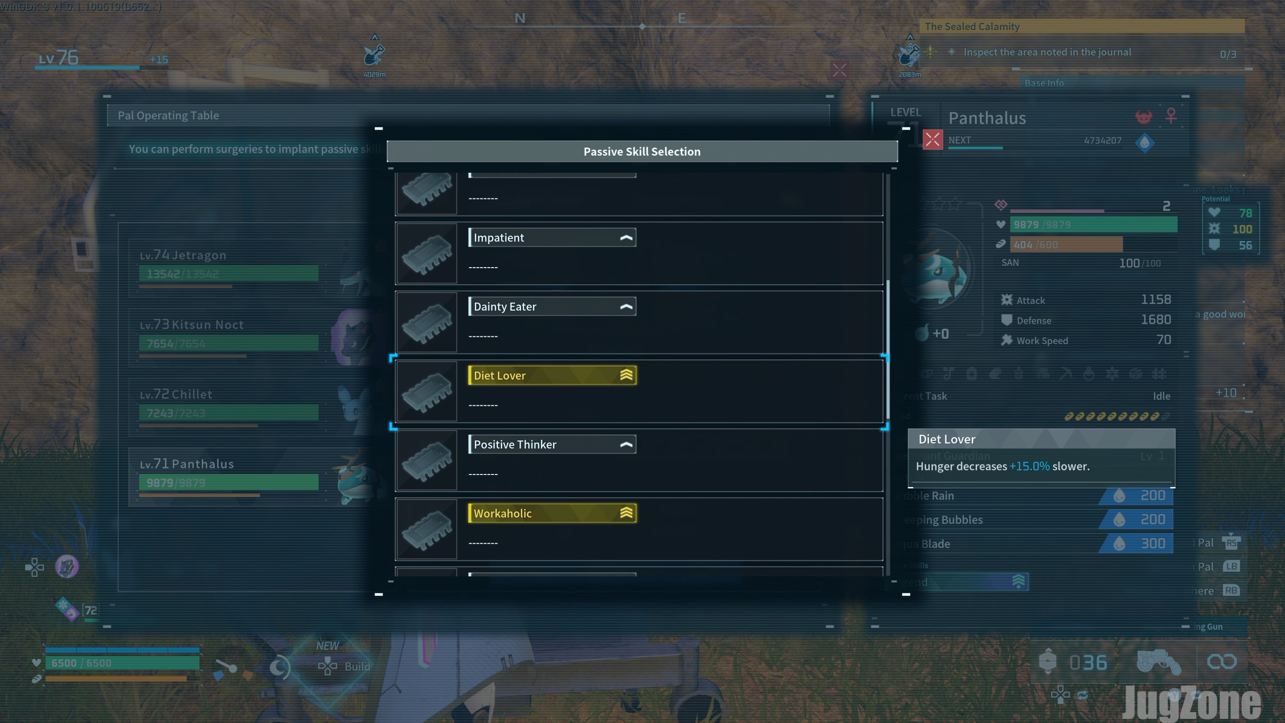 6. How to Change Your Pal's Passive Skills in Palwrold 2 Passive-skill Implant selection available from a merchant in Palworld