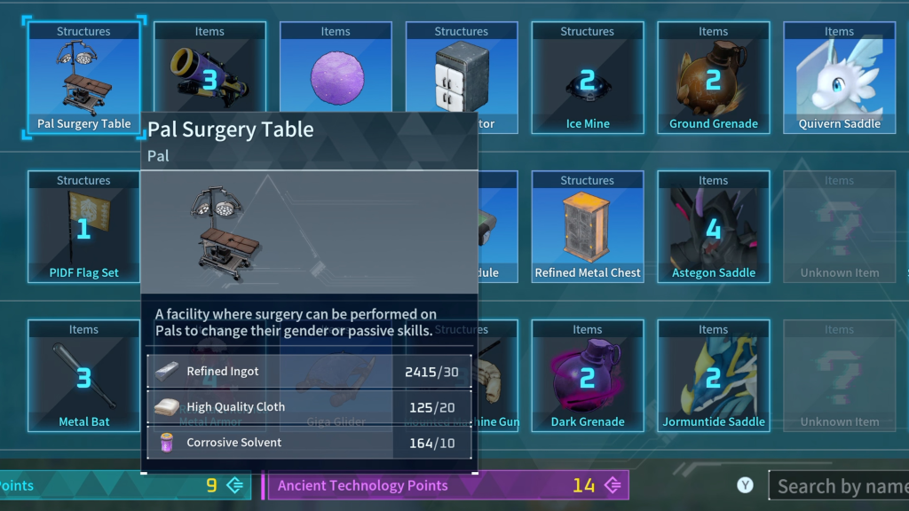 Pal Surgery Table in the Level 38 Technology row in Palworld