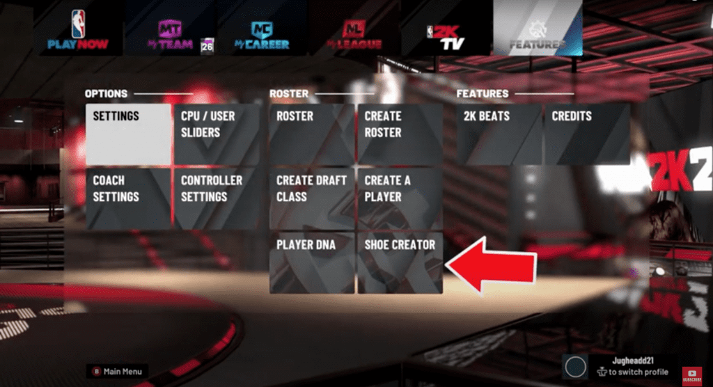 Shoe Creator option in NBA 2K20
