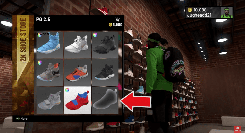 selecting custom edited shoe in NBA 2K20