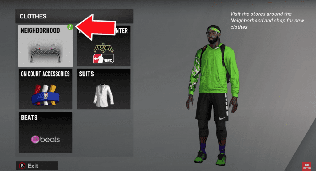 neighborhood menu option in NBA 2K20