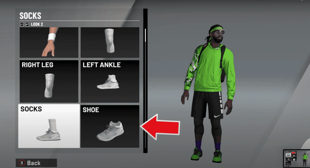shoe menu option in NBA 2K20